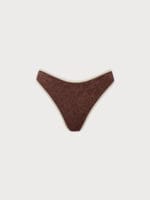 Dark Coffee Contrast Jacquard Bikini Bottom - Image 6