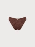 Dark Coffee Contrast Jacquard Bikini Bottom - Image 7
