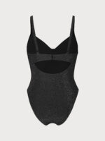 Black Lurex Underwire Plus Size One-Piece Swimsuit - Image 5