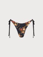 Black Reversible Floral Tie Bikini Bottom - Image 5