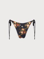 Black Reversible Floral Tie Bikini Bottom - Image 6