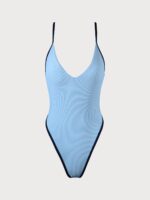 Blue Contrast Trim One-Piece Swimsuit - Image 6