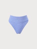Blue Jacquard High Waist Bikini Bottom - Image 6