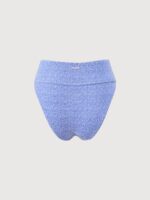 Blue Jacquard High Waist Bikini Bottom - Image 7