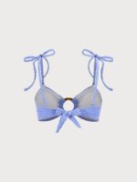 Blue Jacquard O-Ring Bikini Top - Image 8