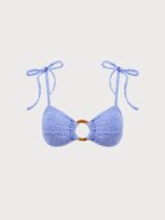Blue Jacquard O-Ring Bikini Top - Image 7