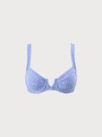 Blue Jacquard Underwire Bikini Top - Image 6