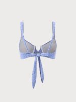 Blue Jacquard Underwire Bikini Top - Image 7