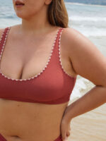 Contrast Stitch Longline Plus Size Bikini Top - Image 5