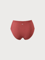 Brick Red Contrast Stitch High Cut Plus Size Bikini Bottom - Image 6