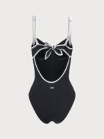Contrast Trim Knotted One-Piece Swimsuit - Image 7