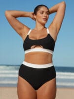 Contrast Trim Plus Size Bikini Top - Image 4