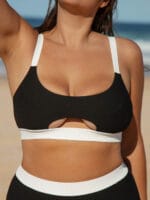 Contrast Trim Plus Size Bikini Top - Image 2