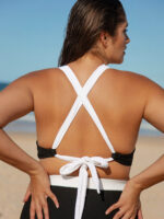 Black Contrast Trim Plus Size Bikini Top - Image 2