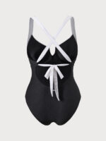 Contrast Trim Plus Size One-Piece Swimsuit - Image 7