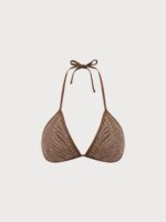 Brown Crochet Halter Triangle Bikini Top - Image 5