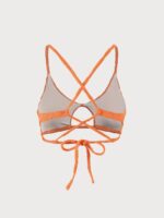 Orange Floral Jacquard Cut Out Bikini Top - Image 8