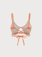 Orange Floral Jacquard Cut Out Bikini Top - Image 7