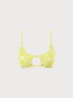 Light Green Floral Jacquard Cut Out Bikini Top - Image 5