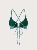 Green Floral Jacquard U-Ring Bikini Top - Image 7