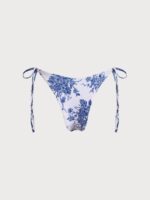 Blue Floral Tie High Cut Leg Bikini Bottom - Image 7