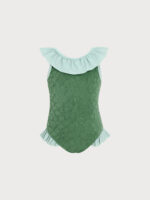 Girls Dark Green Jacquard One-Piece