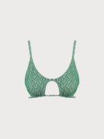 Green Geometric Textured Cut Out Bikini Top - Image 6