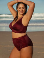 Jacquard Ruched Plus Size Bikini Bottom - Image 5