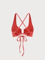 Red Jacquard U-Ring Cross Back Bikini Top - Image 7