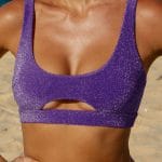 Purple Lurex Cut Out Bikini Top