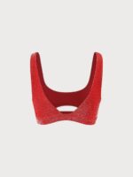 Red Lurex Cut Out Bikini Top - Image 11