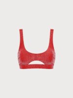 Red Lurex Cut Out Bikini Top - Image 10