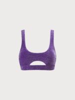 Purple Lurex Cut Out Bikini Top - Image 10