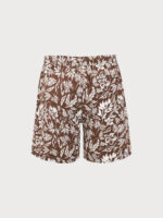 Brown Floral Print 7" Swim Trunks - Image 2
