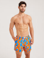 Hapnix® - Men's Orange Floral Print 5" Swim Trunks - Image 4