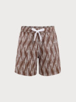 Brown Spiral 7" Crossover Swim Trunks