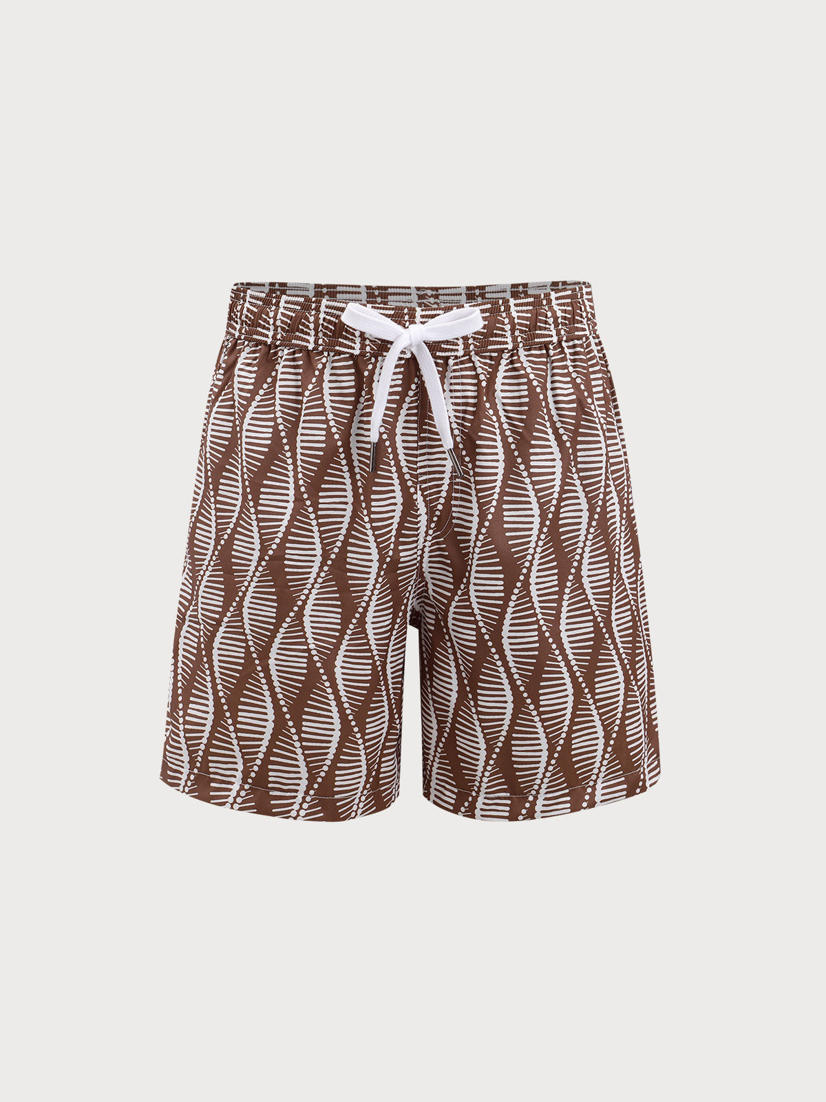 men_-s-woven-polyester-spandex-swim-shorts-brown-sustainable-men_s_beach_shorts-f3orsl Brown Spiral 7" Crossover Swim Trunks - Image 1