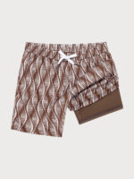 Brown Spiral 7" Crossover Swim Trunks - Image 3