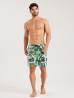 Hapnix® - Men's Green Printed 7" Swim Trunks - Image 5