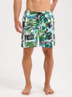 Hapnix® - Men's Green Printed 7" Swim Trunks