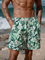 Hapnix® - The Green Floral Men's 7" Swim Trunks