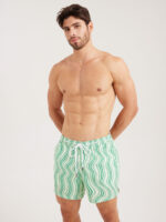 Hapnix® - The Green Stripe Men's 5" Swim Trunks - Image 5