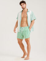 Hapnix® - The Green Stripe Men's 5" Swim Trunks - Image 6