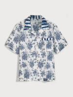 Men's Blue Floral Print Casual T-Shirt