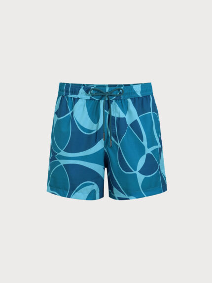 The Blue Geometric Men's 5" Swimming Trunks