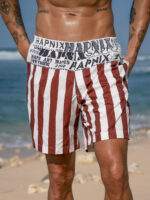 Hapnix® - The Coffee Stripe Men's 7" Swim Trunks - Image 11