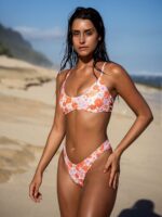 Orange Floral Backless Bikini Top - Image 3
