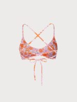 Orange Floral Backless Bikini Top - Image 6