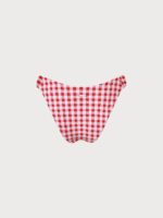 Red Gingham Ruched Bikini Bottom - Image 7