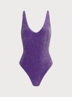 Purple Lurex Cross Back One-Piece Swimsuit - Image 7